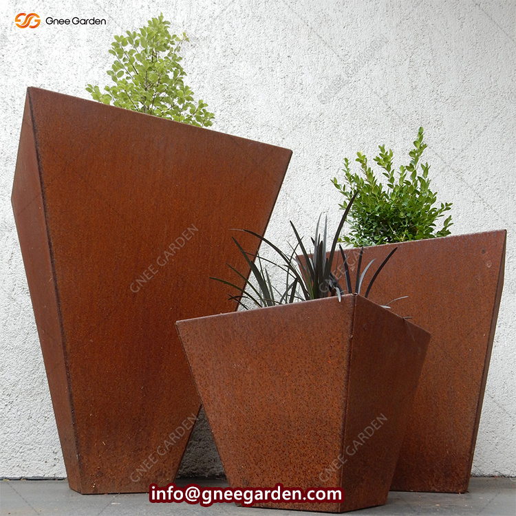 Corten Steel Trough Planters Garden Corten Steel Flower Pot