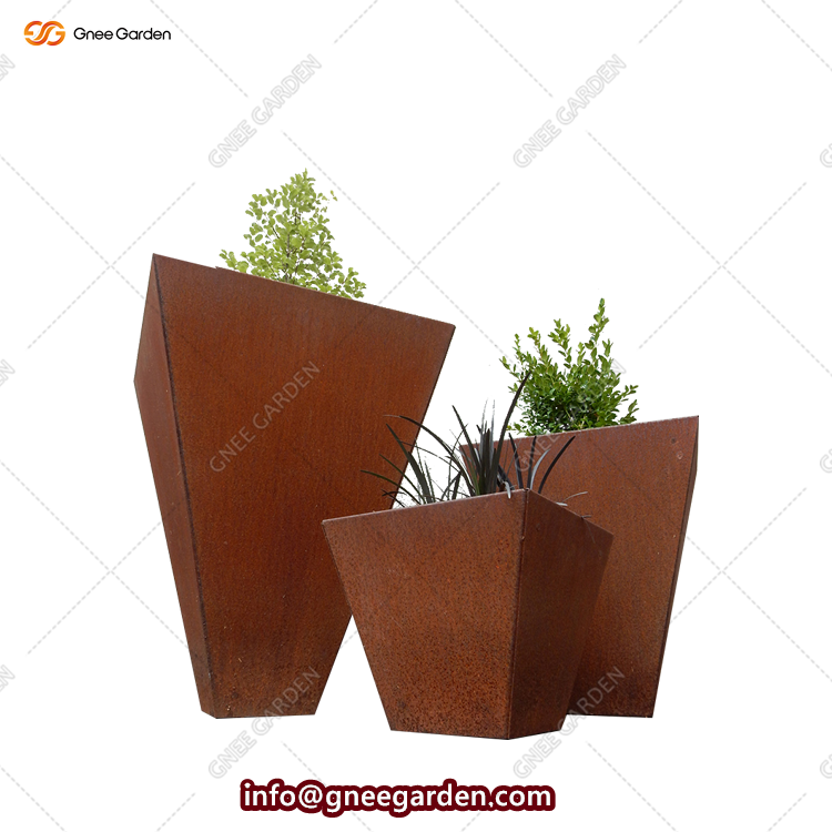 Modern Western Large Flower Pot Garden Corten Steel Planters Flower Pot Metal