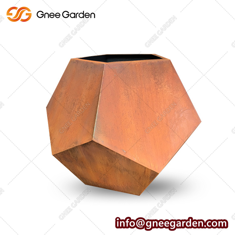 Metal Planter Garden Corten Steel Flower Pot Cube Square Weathering Steel Planter Box