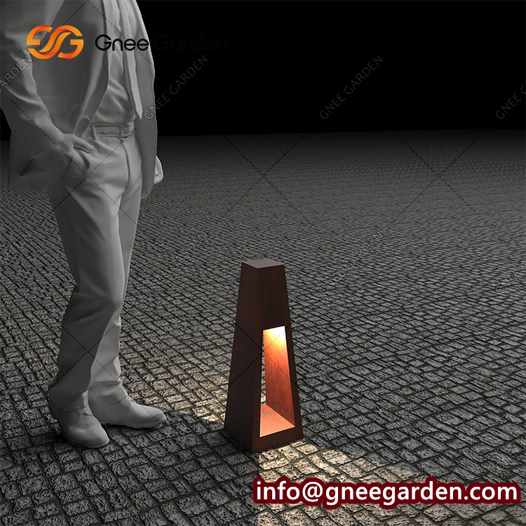 Rusty Corten Metal Square Type Led Bollard Light