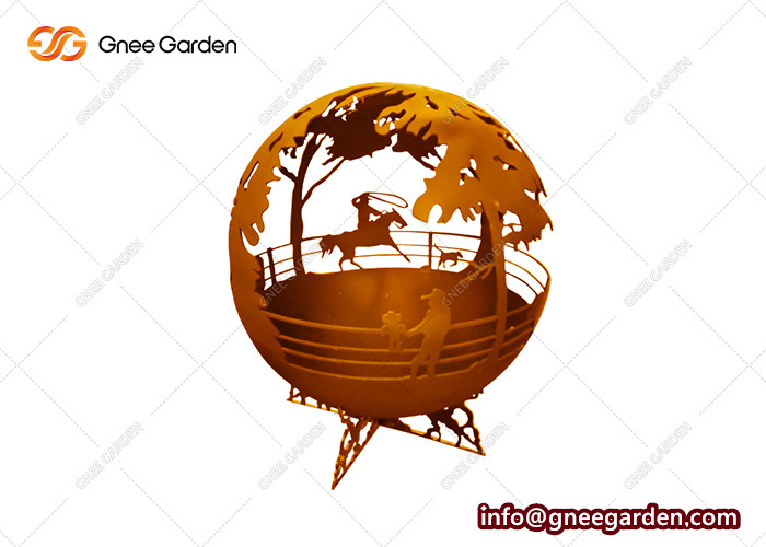 Created as a wood burning sculptural firepit this sphere is a beautiful addition to your outdoor space whether lit or unlit.