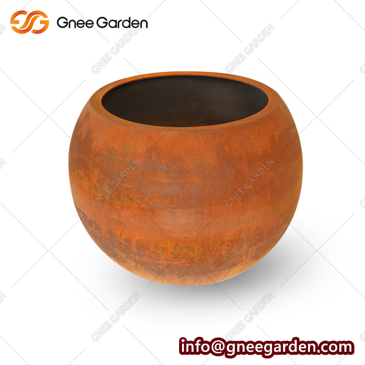 New Design Natural Rusted Planter Box Modern Round Large Plant Pot