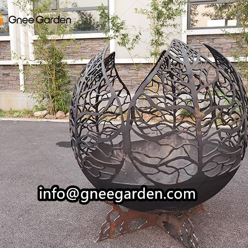 Garden decoration outdoor corten steel fireball fire pit balls metal sphere fireball outdoor