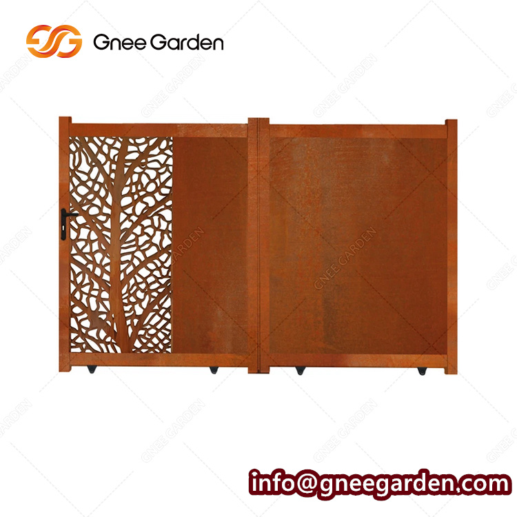 Custom Laser Cut Powder Coated Metal Garden Fence Gate House Garden Corten Main Gate Designs