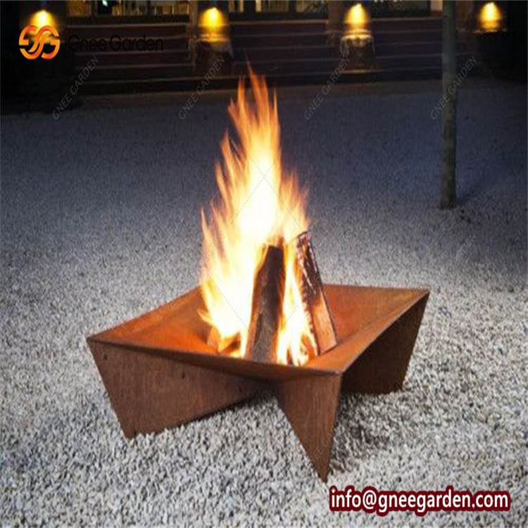 Outdoor Weathering Steel Rectangular Charcoal Brazier Fire Pit