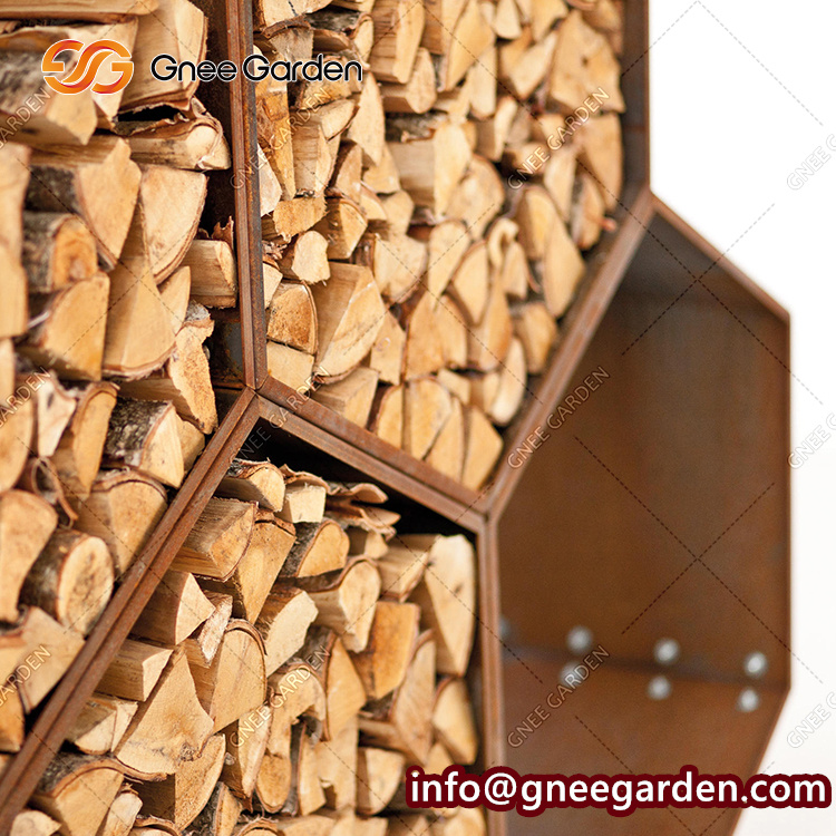 Corten Steel Firewood Storage Log Rack Holder Firewood