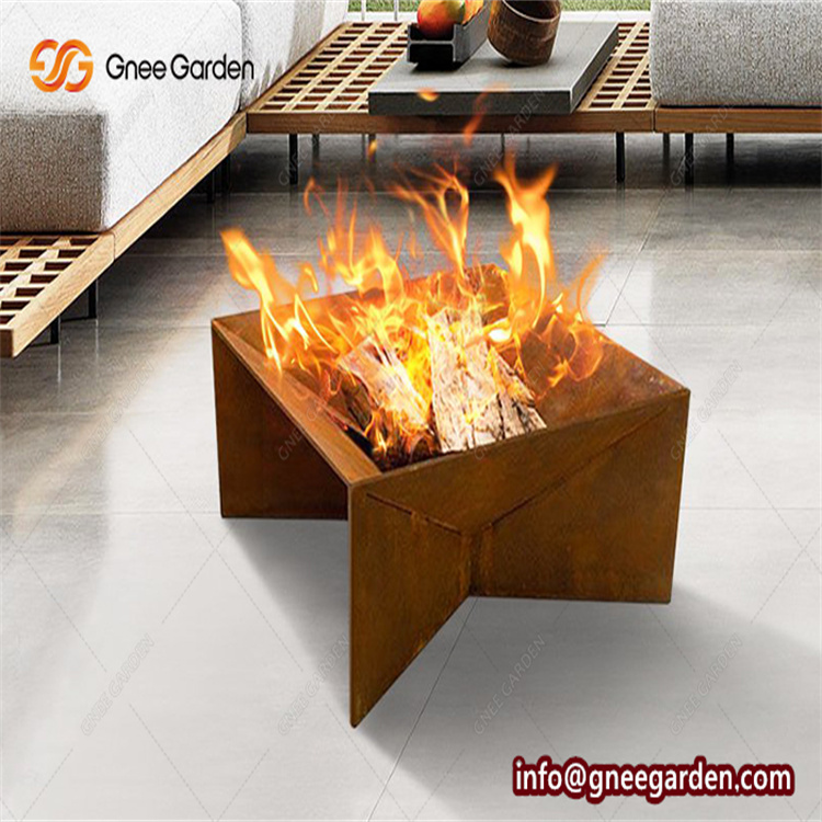 Portable Outdoor Corten Steel Firepit Garden Furniture Simple Round Metal Fire Pit