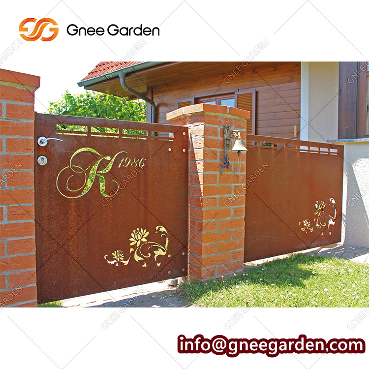 Laser Cut Corten Steel Metal Main Gate For Villa Garden