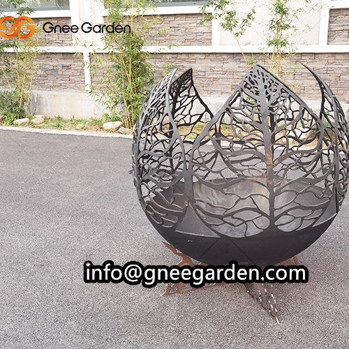 Outdoor Spherical Garden Decorate Corten Steel Fire Pit for Garden Heating