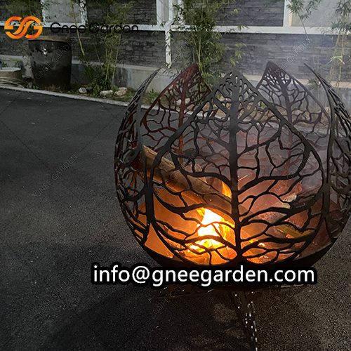 Outdoor Decoration Laser Cut Metal Fire Pit Corten Steel Fire Sphere