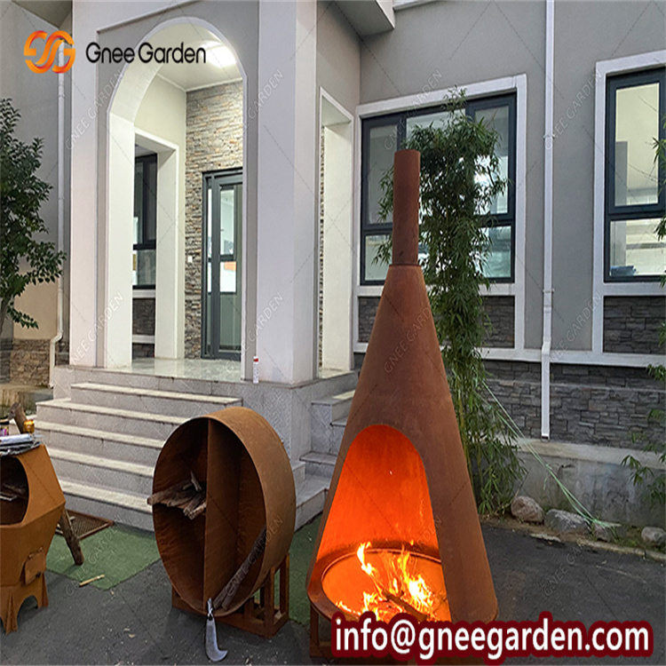 Corten Steel Smokeless Fire Pit Rusty Steel Wood Burning Fireplace