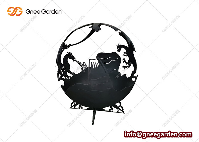 Laser Cut Fire Pit Ball Decorative Garden Custom Pattern Fire Ball Corten Steel Fire Pit