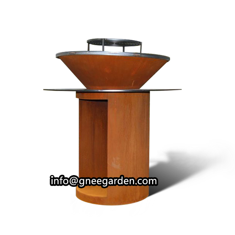 Corten Steel Bbq Fire Pit Charcoal Bbq Grill Corten Fire Pit Table