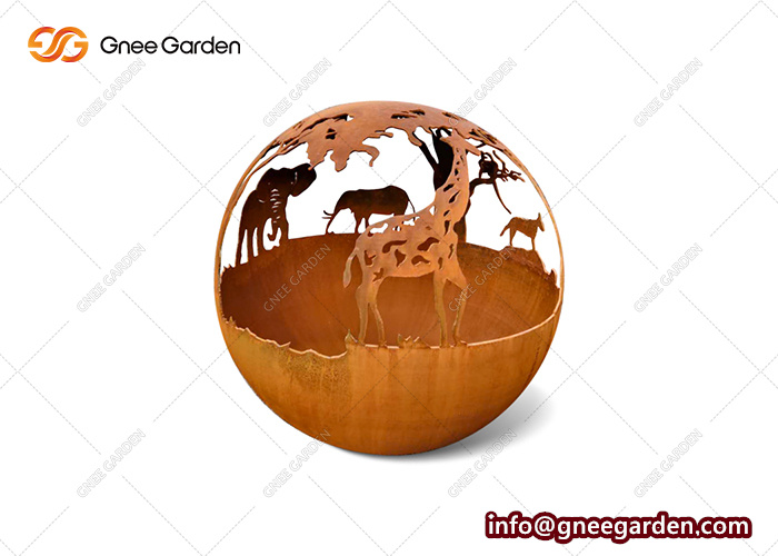 Sphere Customized Decorative And Heating Corten Steel Outdoor Fire Pits