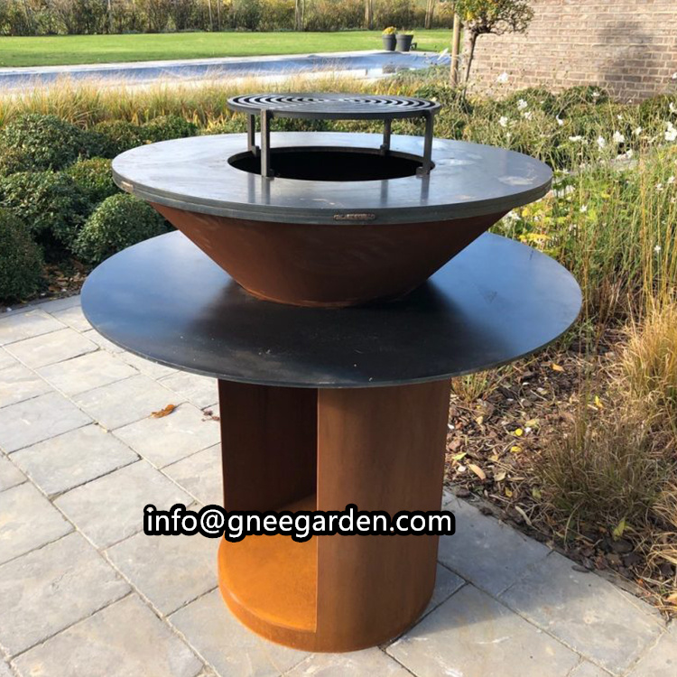 Outdoor Garden Rust Corten Steel Fire Pit Heavy Duty BBQ