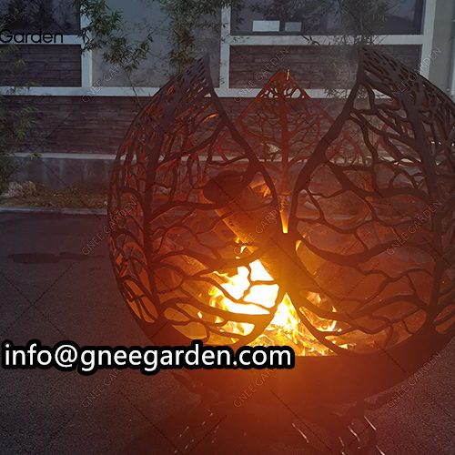 Corten Steel Sphere Fire Pit Outdoor Sphere Firepit Heating Brazier