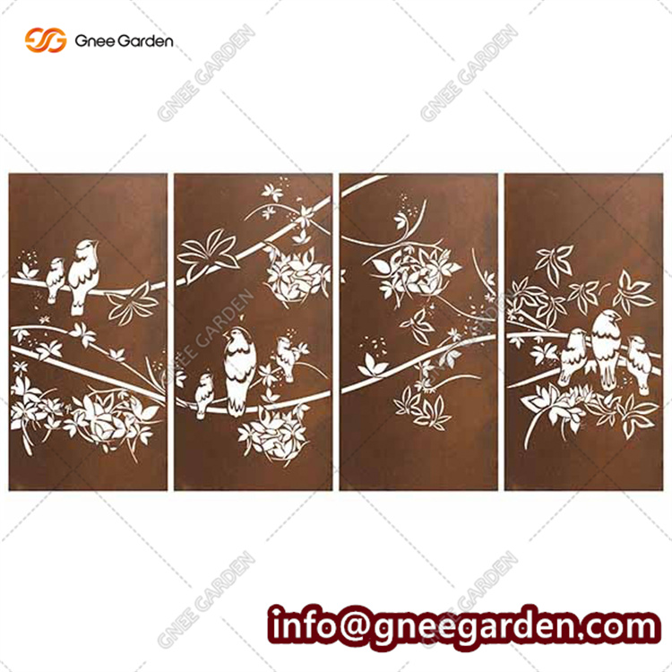 Laser Cutting Corten Perforated Steel Metal Fence Screen Gate With Design Metal Privacy Screen