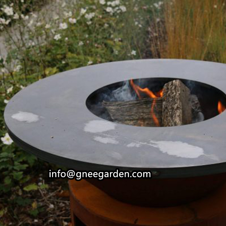 Outdoor Kitchen Grill Garden Corten Steel Barbecue Wood Burning Fire Pit Grills