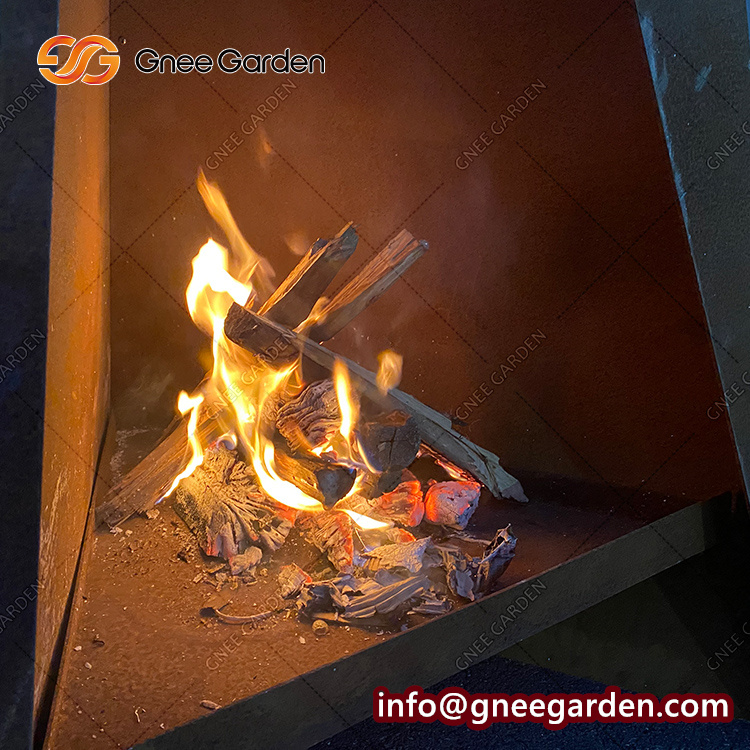 Fashionable Outdoor Patio Corten Steel Geometric Heating Firepit Garden Decorative Round Tall Fire Pit