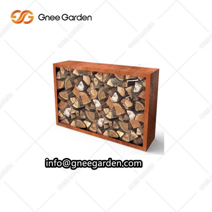 Modern Design Outdoor Storage Firewood Rack Garden Corten Steel Firewood Rack Bracket Log Holder