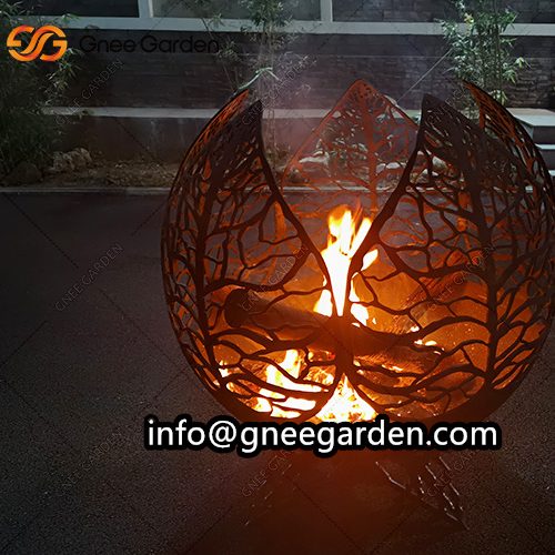 Firepit Bowl Patio Round Wood Burning Garden Corten Steel Outdoor Fire Pit