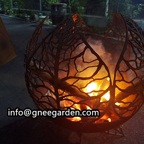 Hollow Metal Ball Corten Steel Fire Pit Sphere