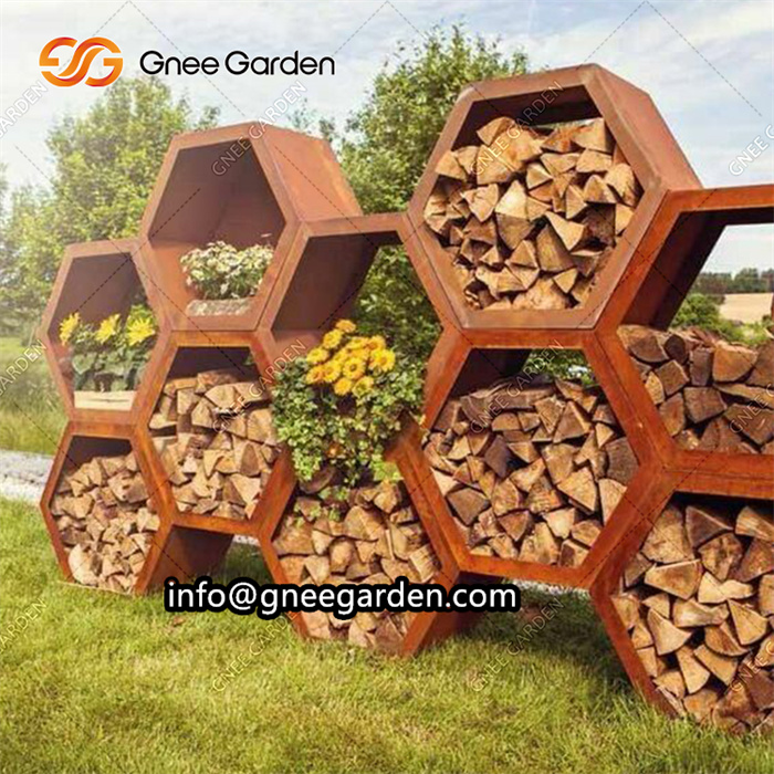 Wood Storage Corten Steel Firewood Holder