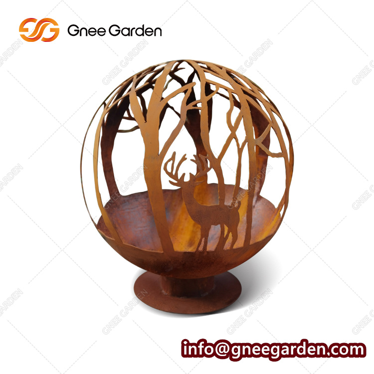 Outdoor Animal Moose Metal Ball Fire Pit