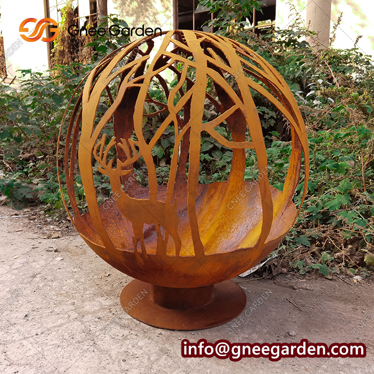 Round Metal Garden Treasures Firepit Outdoor