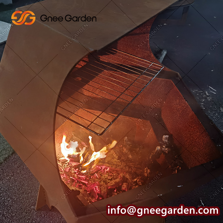 New Corten steel Fire Pit Outdoor Patio Fireplace Steel BBQ Grill Firepit