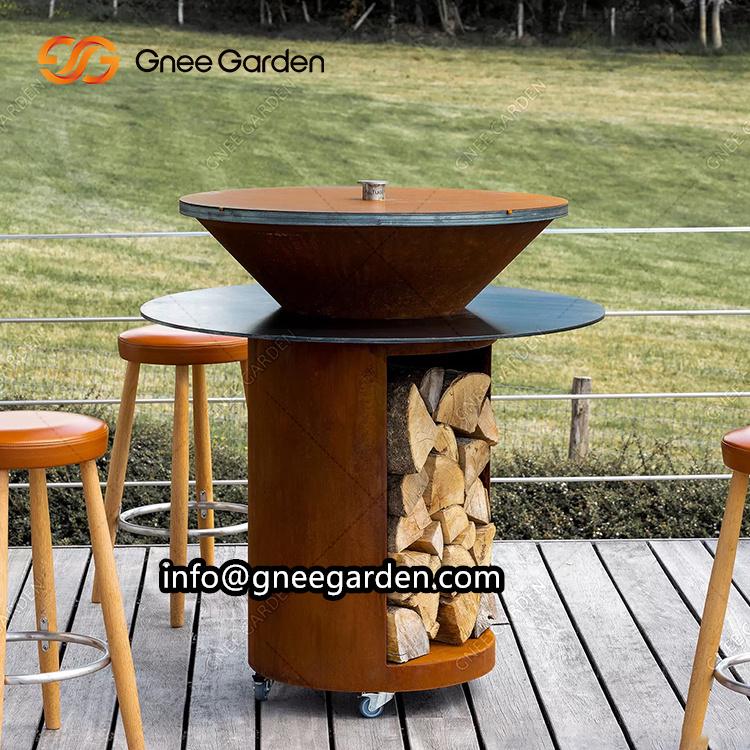 Outdoor Kitchen Barbeque Charcoal Brazier Corten Steel BBQ Fire Pit Grills