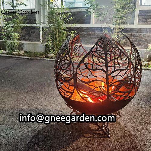 Outdoor Decoration Corten Steel Fire Ball Fire Pit Sphere