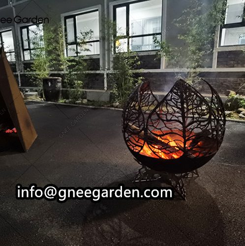 Outdoor Garden Backyard Metal Sphere Corten Steel Fire Pit Ball