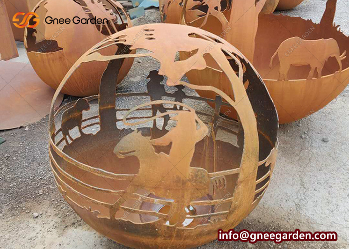 Customized Artwork Burner Patio Spherical Outdoor Wildlife Fire Pits Sphere