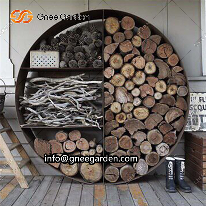 Outdoor Corten Steel Firewood Rack Holder Garden Wood Stacking Brackets Patio Firewood Rack Bracket Log Holder
