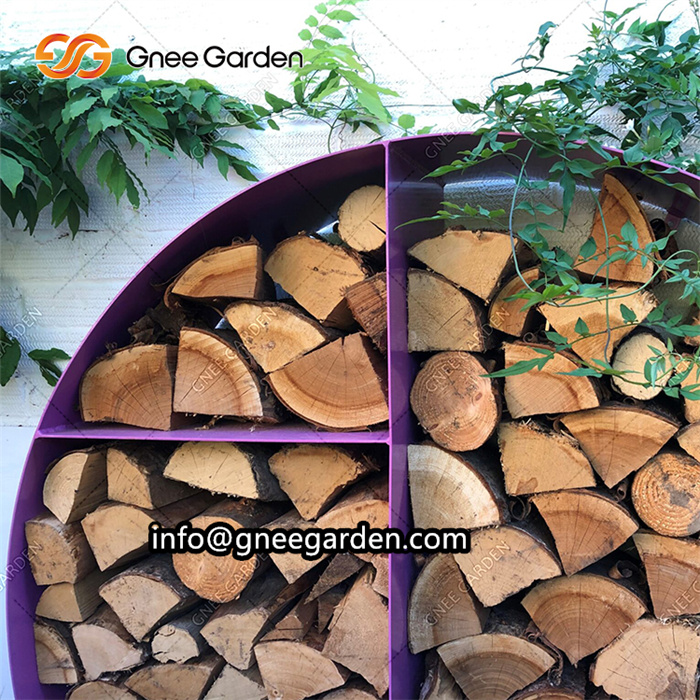 Custom Outdoor Corten Steel Wood Stacking Holder Outside Garden Firewood Rack Bracket Log Holder