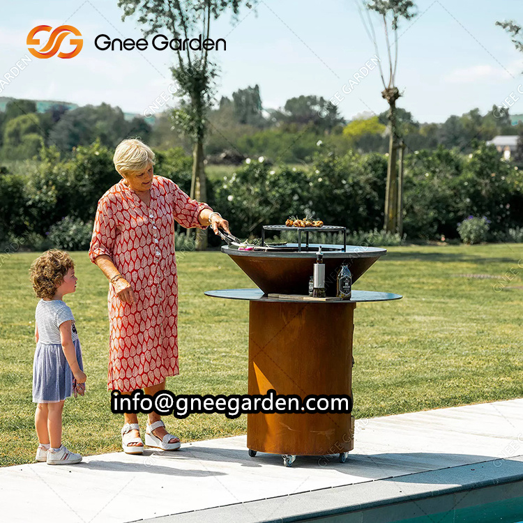 Outdoor Medium Corten Steel Fire Pit Metal Barbecue Grill Heater