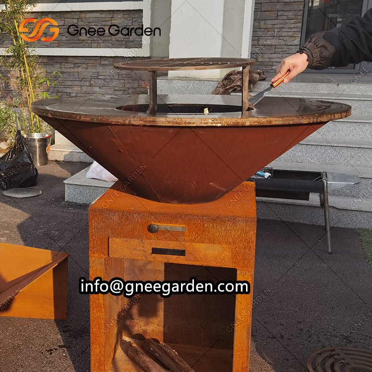 Customize Modern Garden Corten Steel Woodstorage House Corten Steel Fire Bowls Fire Table