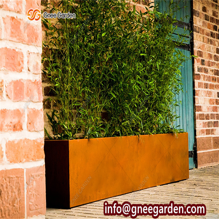 Decorative Garden Classic Outdoor Rectangular Corten Steel Planter Pot