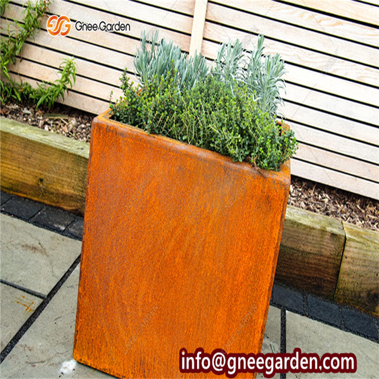 Customized Plant Pot Outdoor Metal Planting Box Garden Corten Steel Planter