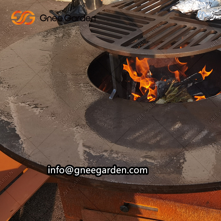 Corten Steel Metal Barbecue Grill Outdoor Fireplace Charcoal Grill Bbq Fire Pit