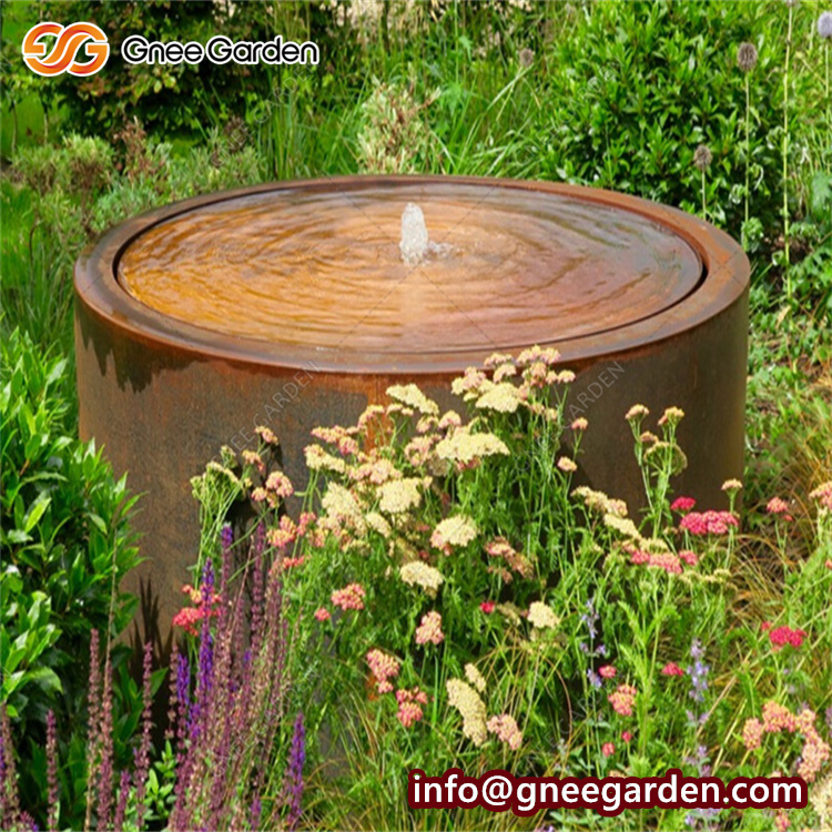 Garden Decor Large Outdoor Corten Steel Stainless Steel Water Feature Fountain