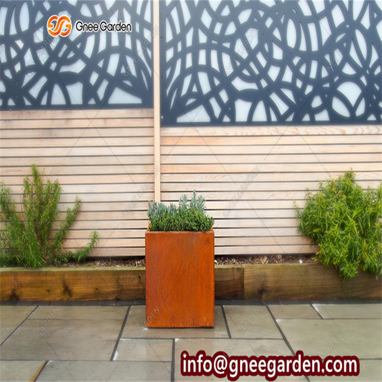 Backyard Outdoor Round Rust Steel Flower Pots Modular System Metal Plant Pots