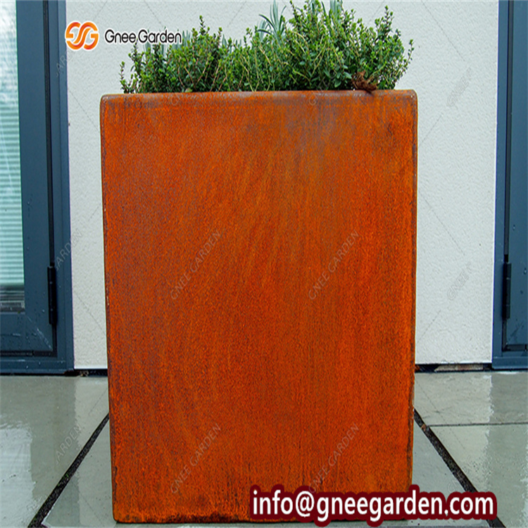 Metal Flower Pots Rectangular Corten Steel Planter Box