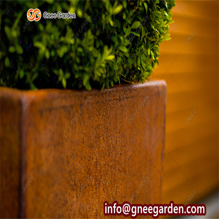 Custom Garden Plant Flower Pots Outdoor Box Corten Steel Cube Planter