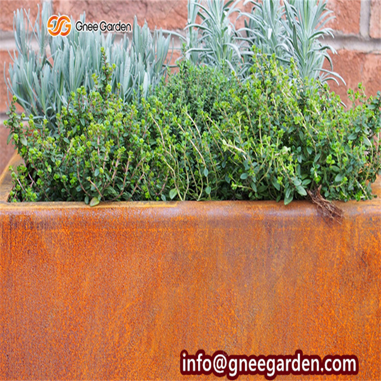 Garden Supplies Corten Steel Flower Pot Large Outdoor Tapered Plant Pots Outside Street Decorative Planter