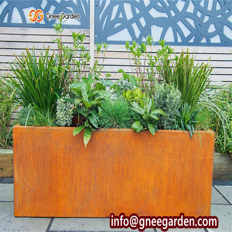 Custom Outdoor Flower Pot Planters Large Metal Big Garden Box Planters Corten Steel Garden Edging