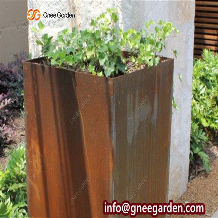 Simple Design Corten Steel Rusty Decorative Metal Planter Pot