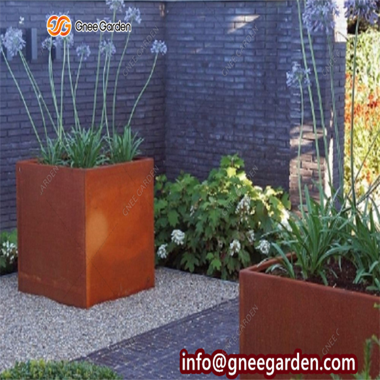 Fast Shipping Outdoor Metal Square Weathering Steel Decorative Garden Planters