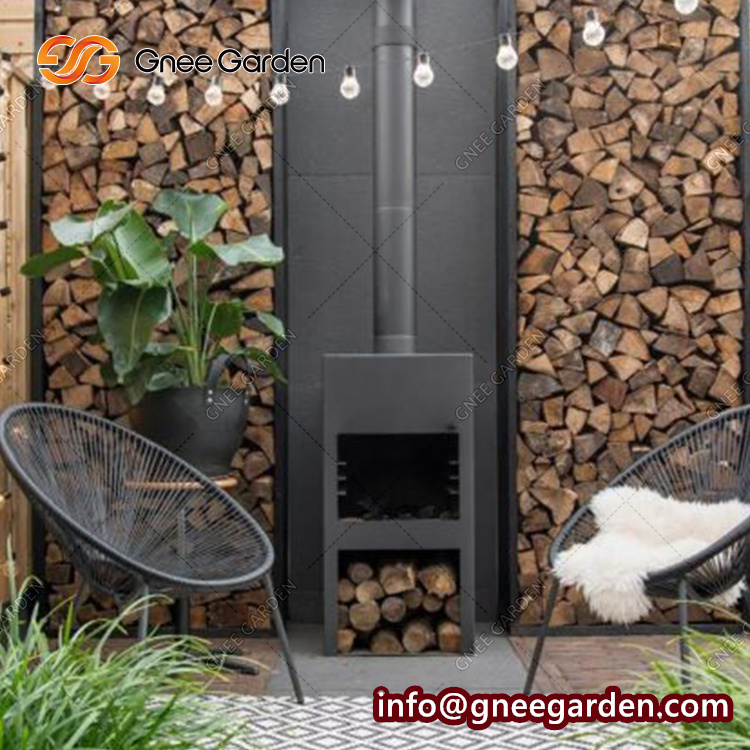 Metal Outdoor Antique Corten Steel Wood Burning Stove Inserts Hybrid Fireplace